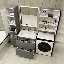 Style Line Мебель для ванной Бергамо Мини 70 серая Люкс антискрейтч Plus – фотография-19